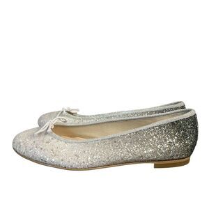 Andago Ombre Glitter Ballet Flats Womens 37/6.5M Silver Gray Bow Spain Shoes